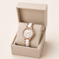 Crystal Bezel Ceramic Bracelet Watch