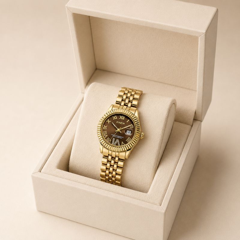 Brown Dial Gold Bracelet Watch