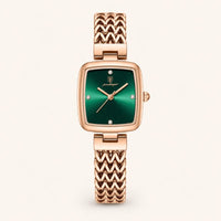 Green Dial Watch with Braided Gold Bracelet