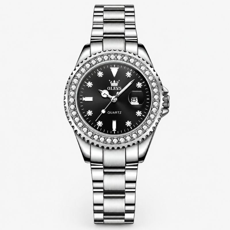 Crystal Bezel Stainless Steel Watch