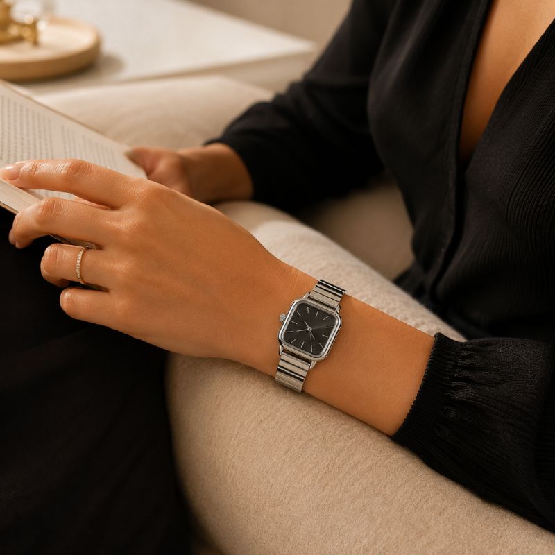 Square Dial Steel Bracelet Watch