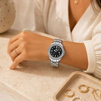 Crystal Bezel Stainless Steel Watch