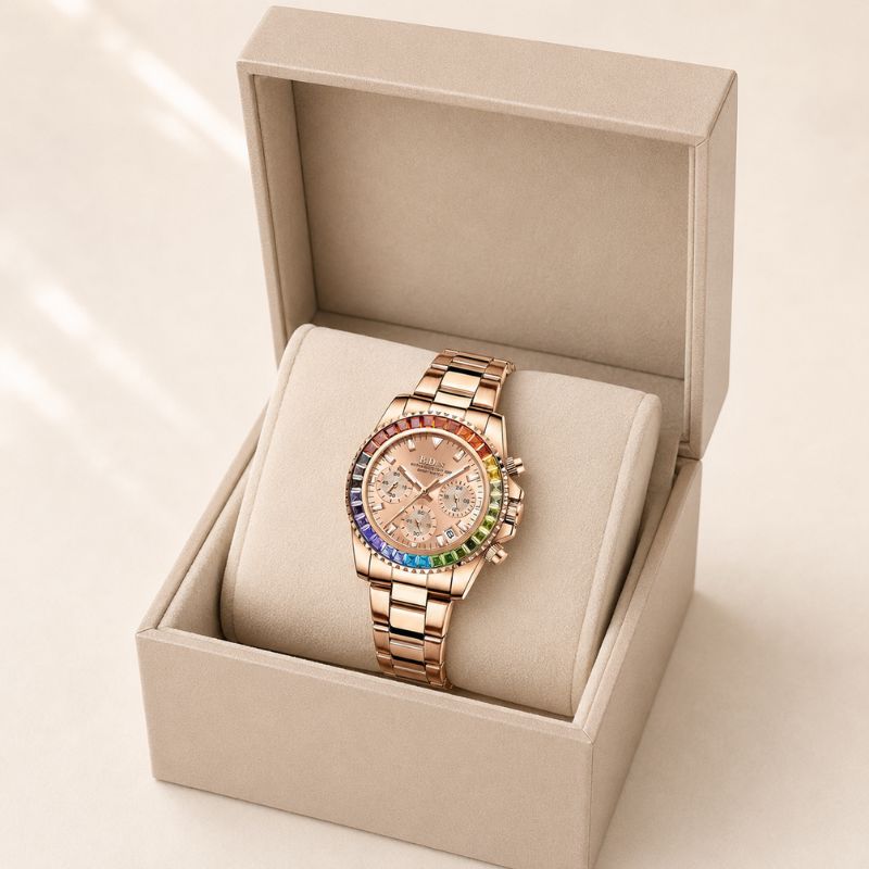 Rainbow Crystal Chronograph Watch