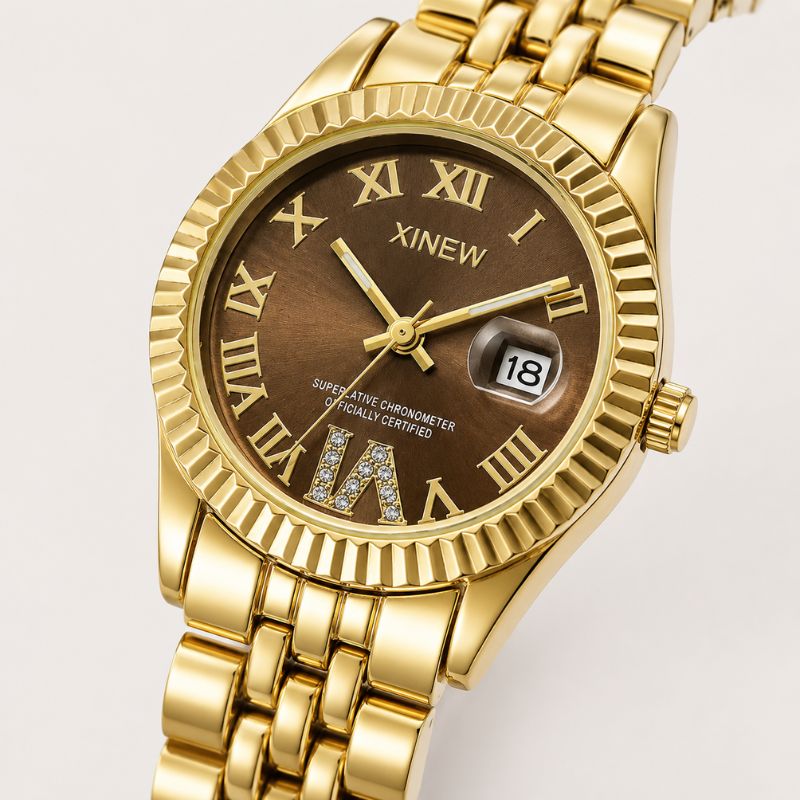 Brown Dial Gold Bracelet Watch