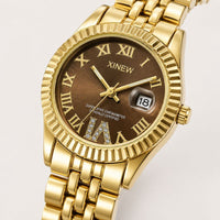 Brown Dial Gold Bracelet Watch