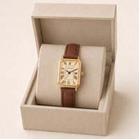 Rectangular Roman Numeral Leather Watch