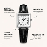 Square Roman Numeral Leather Watch