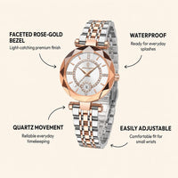 Diamond Accented Dial Two-Tone Quartz Watch