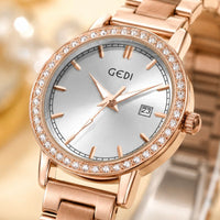 Crystal Bezel Steel Bracelet Watch