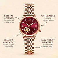Rose Gold Open-Heart Bracelet Watch
