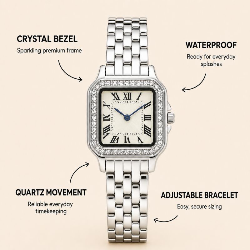 Square Crystal Bracelet Watch