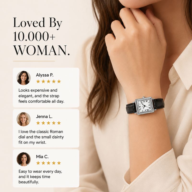 Square Roman Numeral Leather Watch