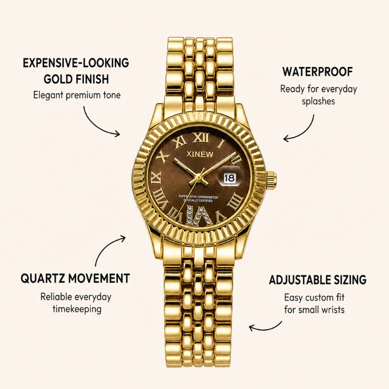 Brown Dial Gold Bracelet Watch