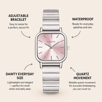 Square Dial Steel Bracelet Watch