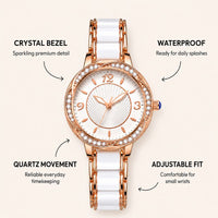 Crystal Bezel Ceramic Bracelet Watch