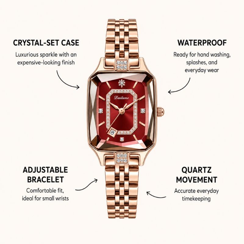 Crystal Rectangle Bracelet Watch