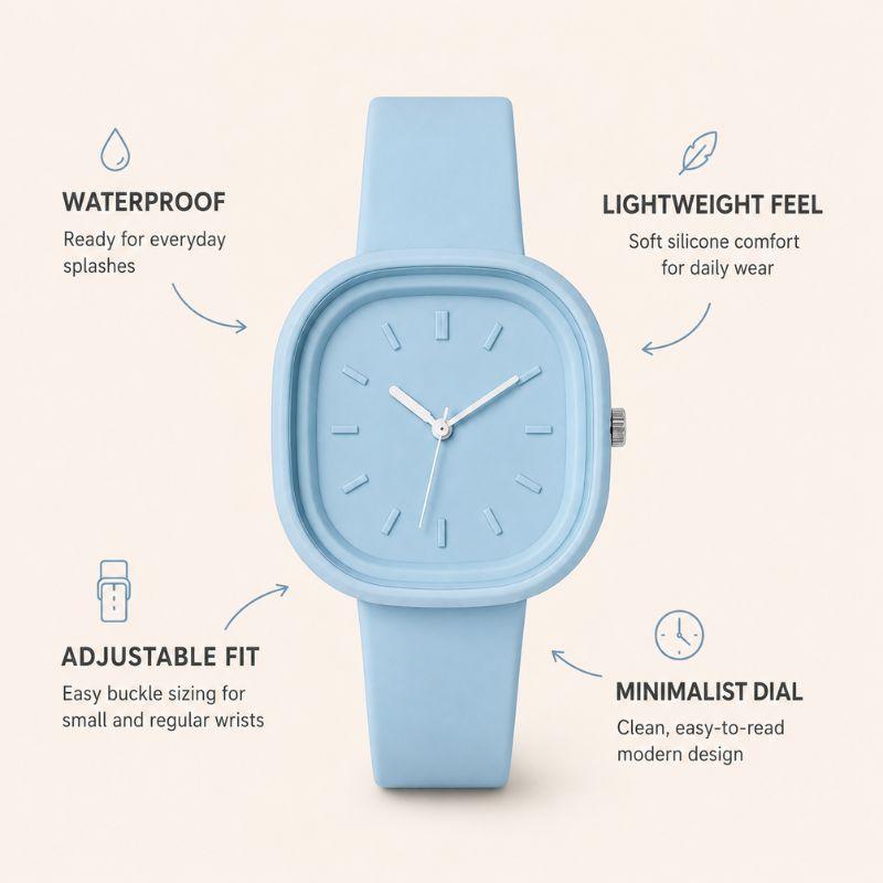 Pastel Square Silicone Watch