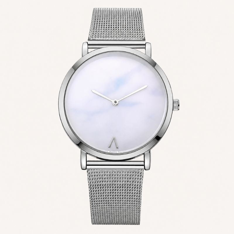 Minimalist Marble Dial Mesh Watch