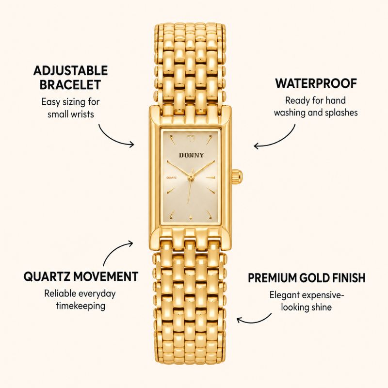 Vintage Gold Rectangular Bracelet Watch