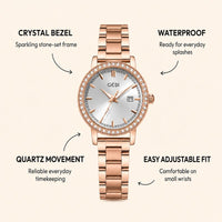Crystal Bezel Steel Bracelet Watch