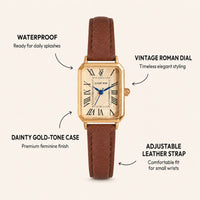 Rectangular Roman Numeral Leather Watch