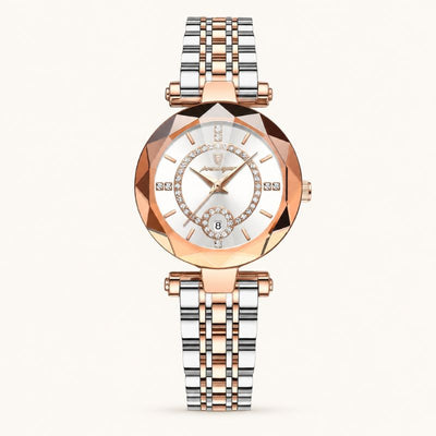 Diamond Accented Dial Two-Tone Quartz Watch