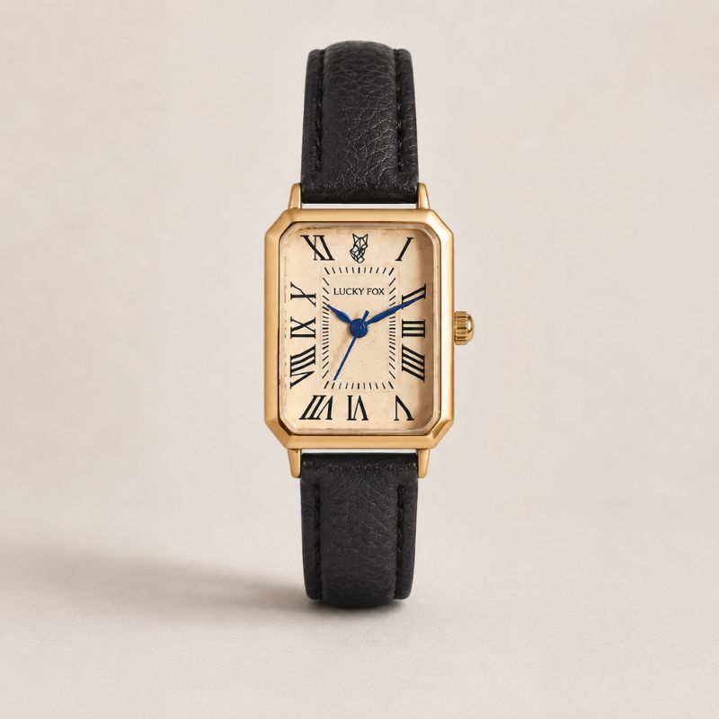 Rectangular Roman Numeral Leather Watch