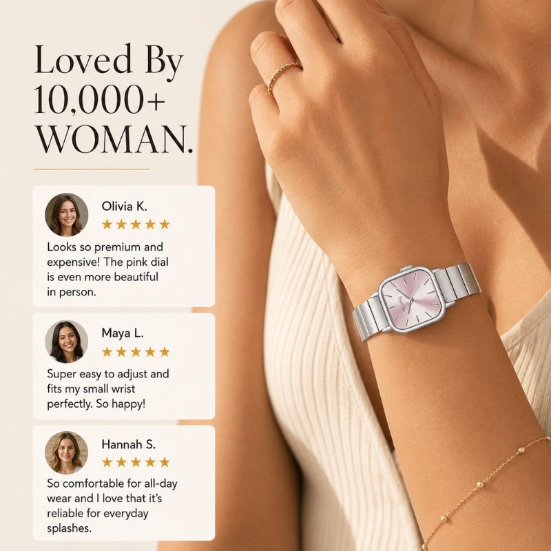 Square Dial Steel Bracelet Watch