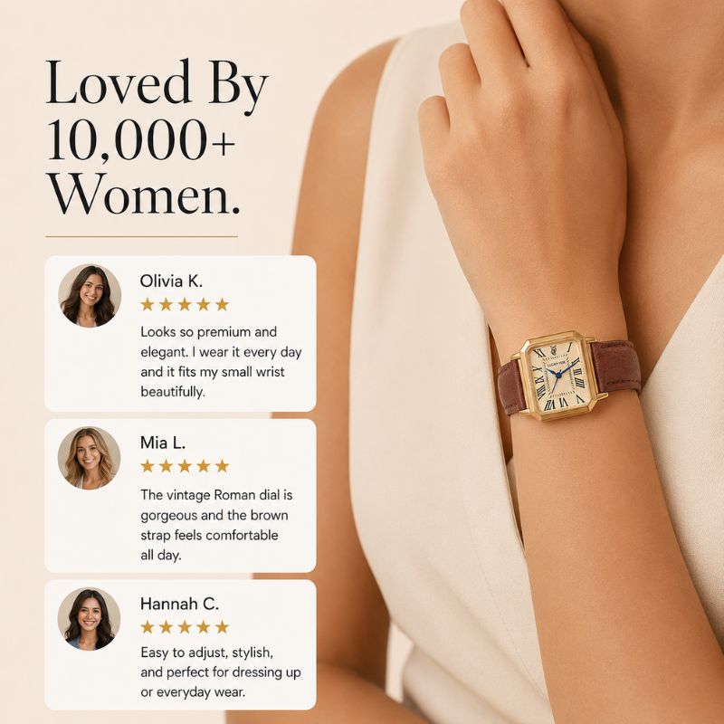 Rectangular Roman Numeral Leather Watch