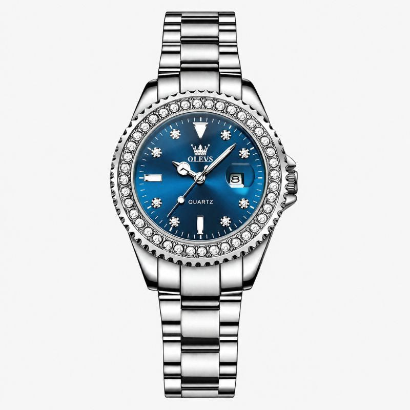 Crystal Bezel Stainless Steel Watch