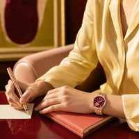 Rose Gold Open-Heart Bracelet Watch