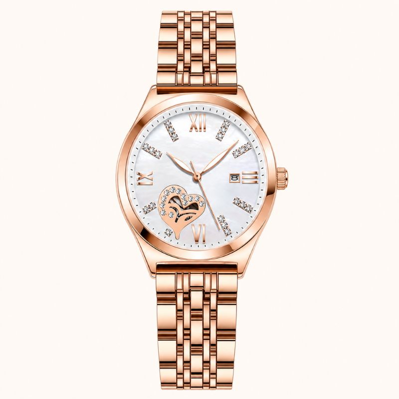 Rose Gold Open-Heart Bracelet Watch