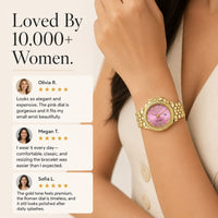 Pink Crystal Gold Bracelet Watch