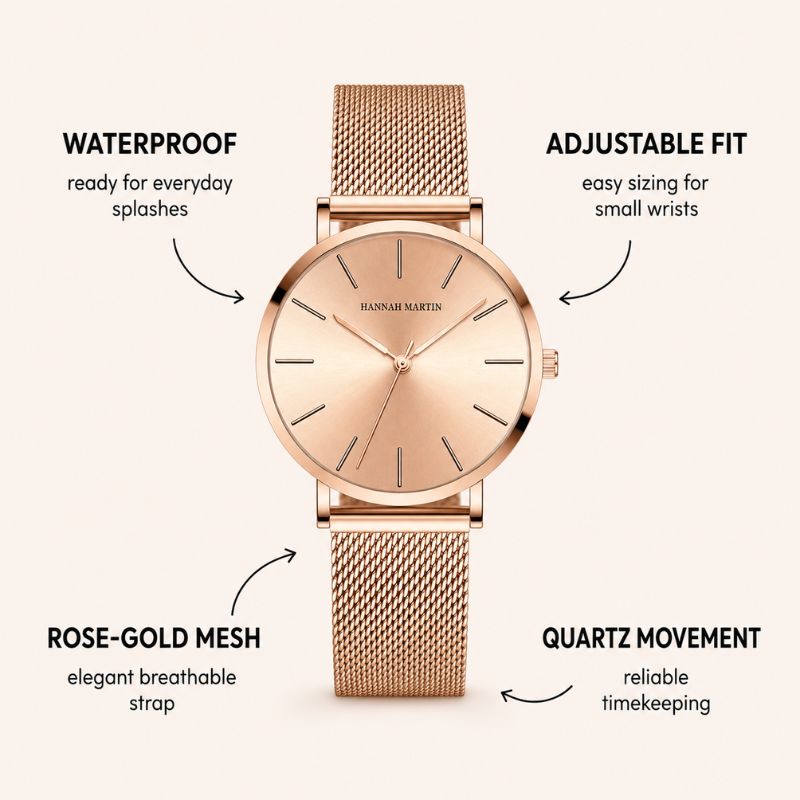 Rose Gold Dainty Bracelet Watch