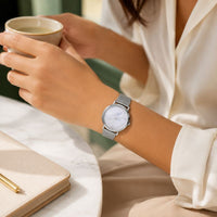 Minimalist Marble Dial Mesh Watch