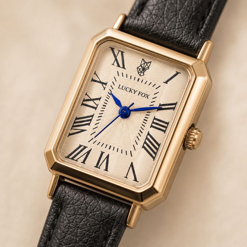 Rectangular Roman Numeral Leather Watch