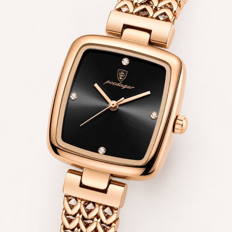Green Dial Watch with Braided Gold Bracelet