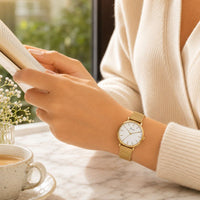 Marble Dial Mesh Bracelet Watch