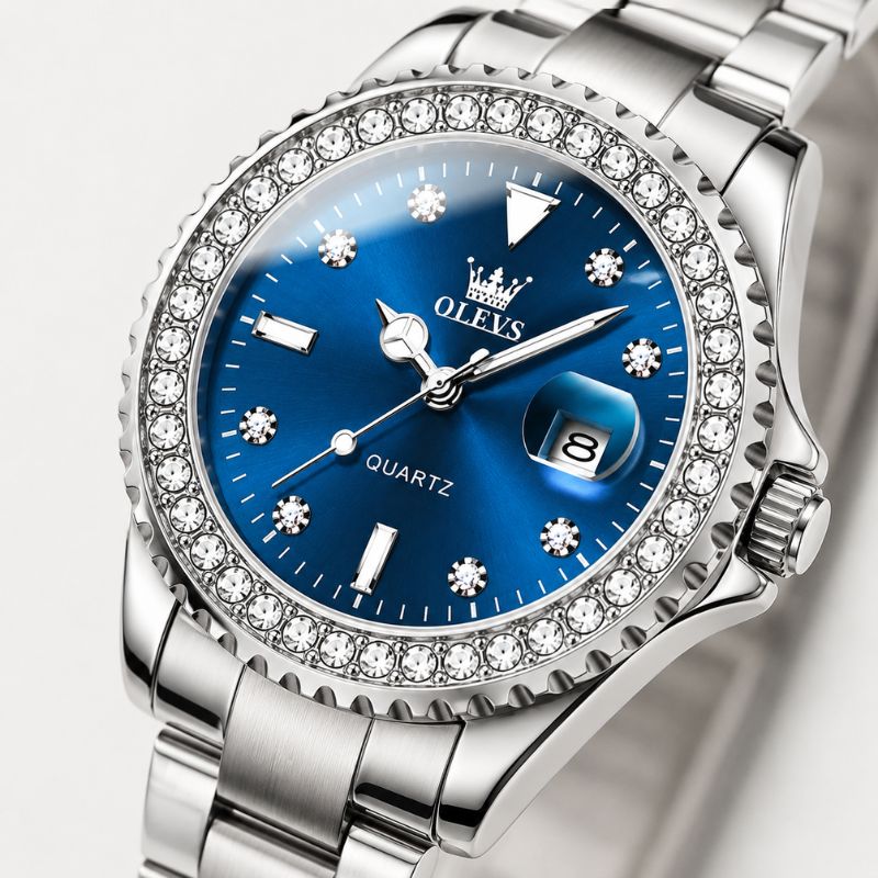 Crystal Bezel Stainless Steel Watch