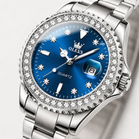 Crystal Bezel Stainless Steel Watch