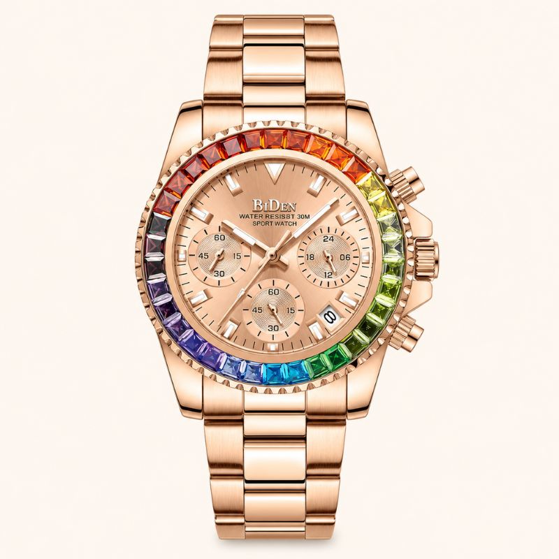 Rainbow Crystal Chronograph Watch