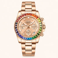 Rainbow Crystal Chronograph Watch