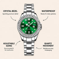 Crystal Bezel Stainless Steel Watch