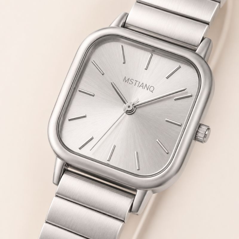 Square Dial Steel Bracelet Watch