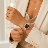 Green Dial Watch with Braided Gold Bracelet