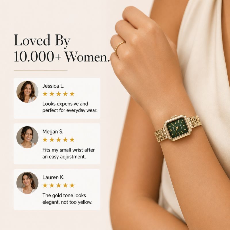 Crystal Women’s Watch with Emerald Dial