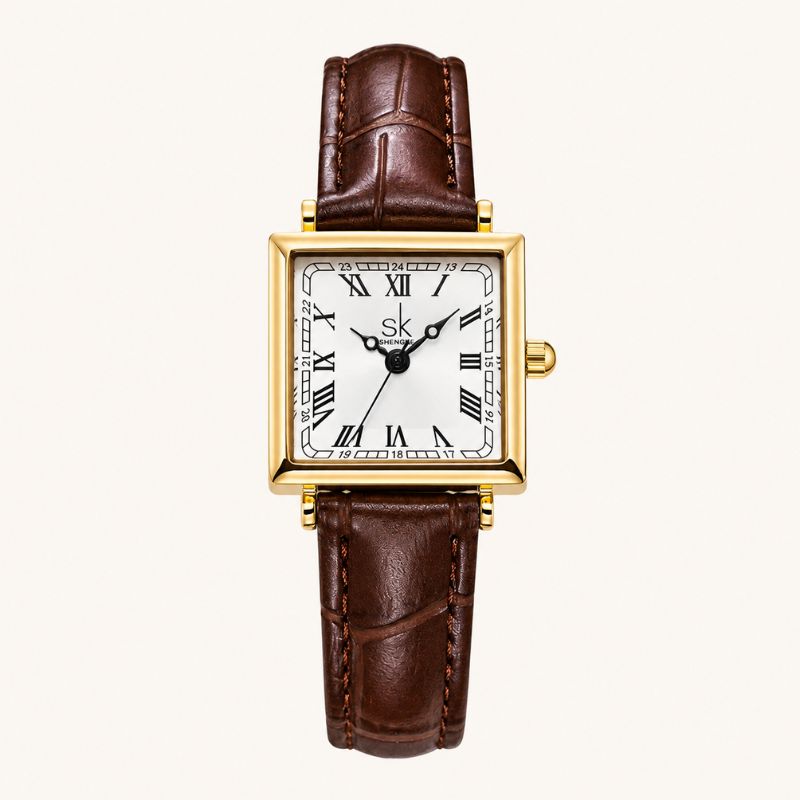 Square Roman Numeral Leather Watch