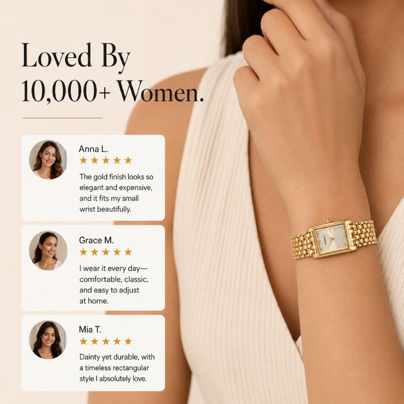Vintage Gold Rectangular Bracelet Watch