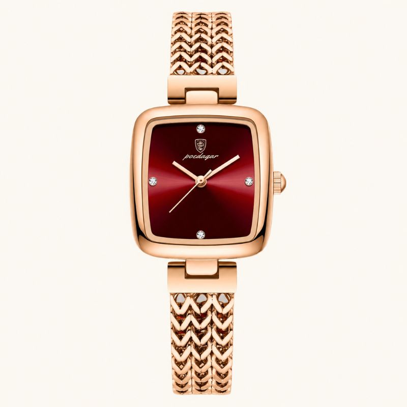Green Dial Watch with Braided Gold Bracelet