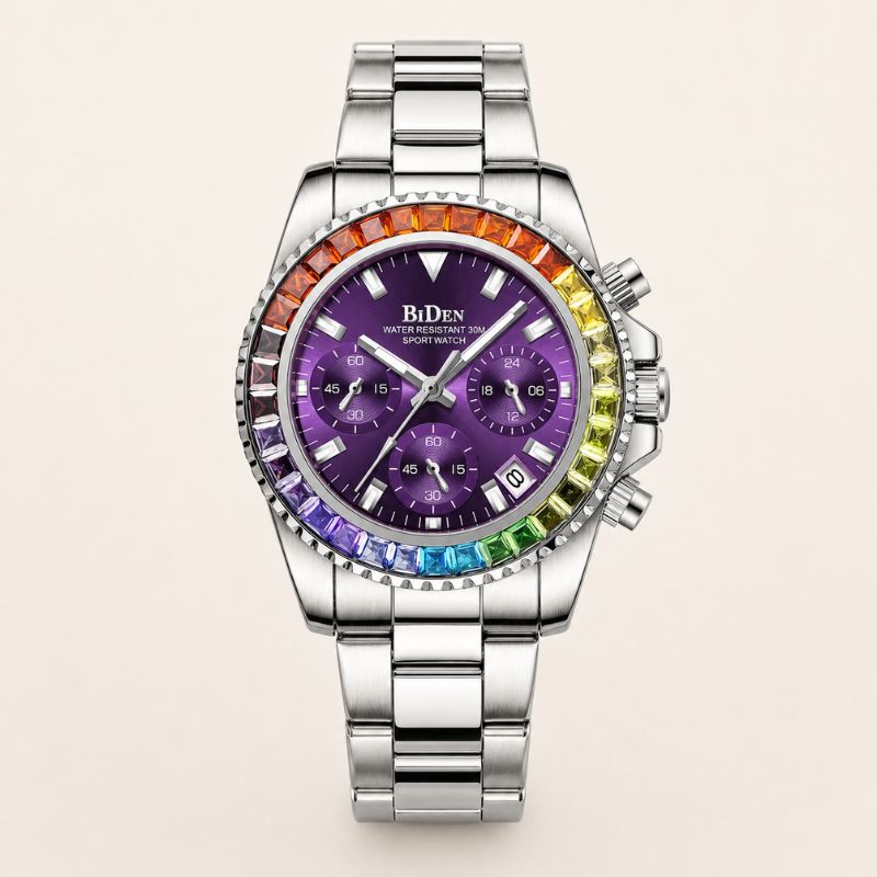 Rainbow Crystal Chronograph Watch